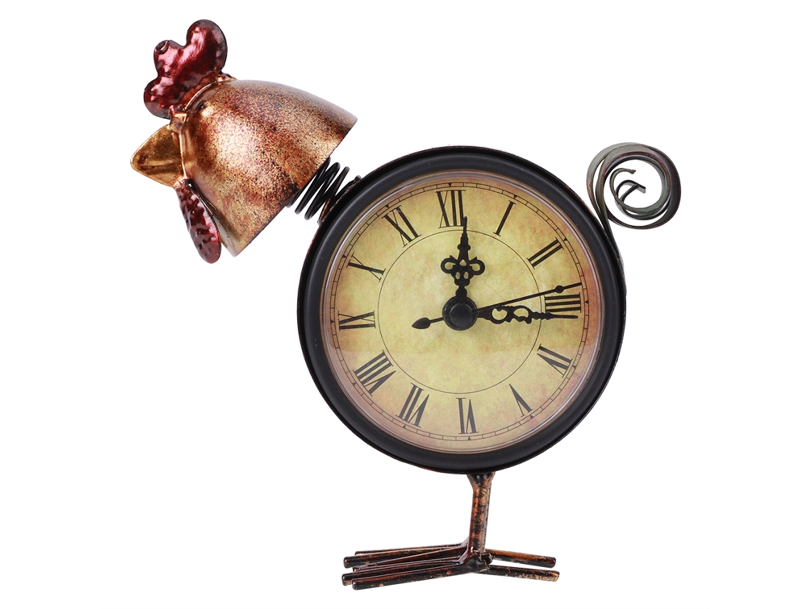 Baok - Relógio de mesa de ferro em estilo retrô europeu com formato de galinha para decoração de casa, presente feito à mão.