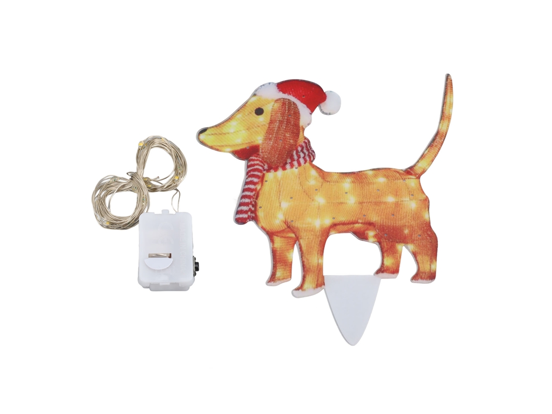 Decoração externa de Natal com cachorro iluminado com luz de fio de acrílico para jardim ou varanda | S/MARCA