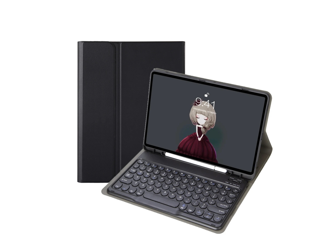 Elysve Capa Com Teclado Bluetooth Para Samsung Galaxy Tab S6 Lite 10,4 Polegadas, Cor Preta