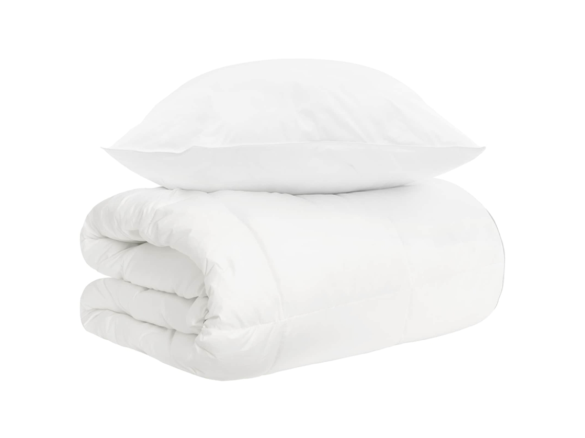 Vidaxl Conjunto De Edredom 2 Unid. Branco Fibra De Bambu