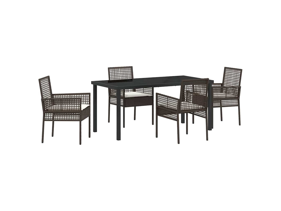 Conjunto de Jantar para Jardim 5 Pcs Castanho Vime Pe MAISON EXCLUSIVE