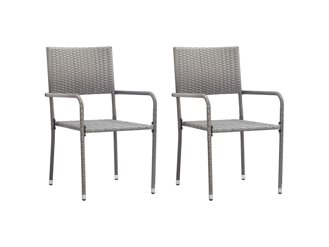 Vidaxl Cadeiras De Jantar Empilháveis Para Jardim 2 Pcs Vime Pe Cinza