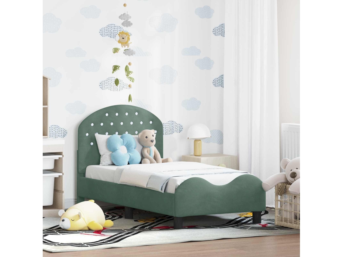 Vidaxl Estrutura De Cama Para Criança Com Cabeceira Verde Do Mar