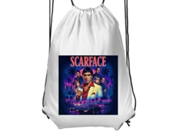Mochila De Ginástica Infantil Branca, Confortável E Prática, Com Estampa Cinematográfica De Tony Montana E Ambiente Urbano Inspirado Em Neon