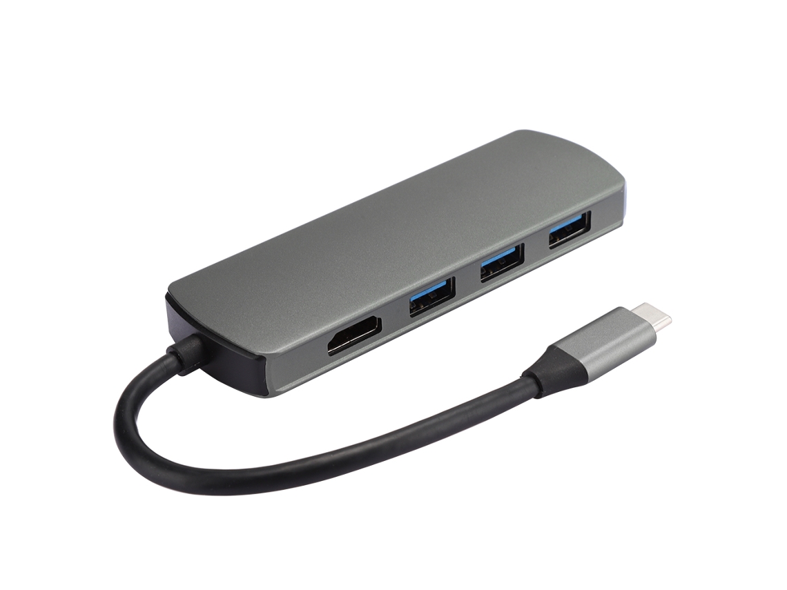 Hub Adaptador De Estação De Docking Hd Hdmi Para Type C Multifuncional 6 Em 1 Verde Escuro
