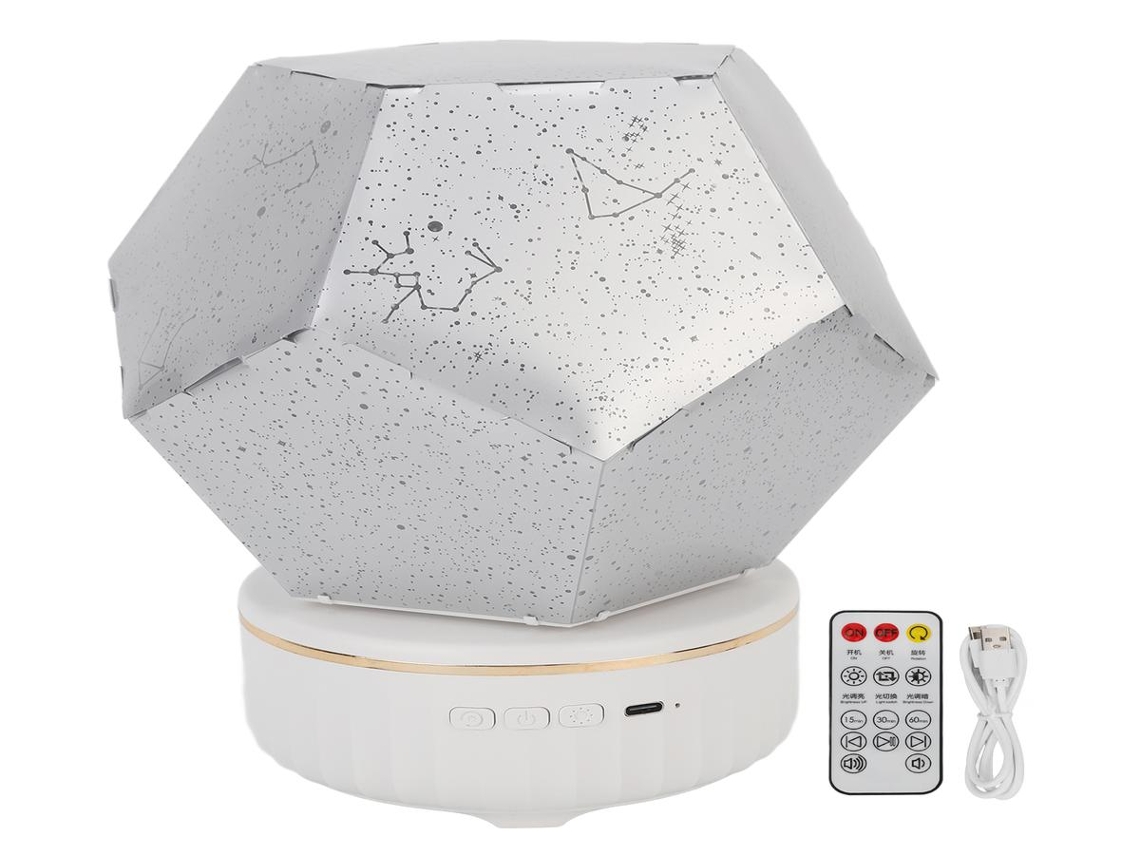 Projetor Lurelia LED Star, Controle Remoto, USB, Rotação 360°, Recarregável, Dimerizável