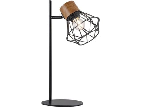 Candeeiro de Mesa  ILUMINACIÓN Antibes (Preto - E27 - Máx. 60W - Madeira  - Metal)