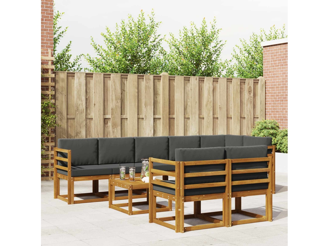 Vidaxl Conjunto De Sofás Para Exterior 9 Unid. Natural E Antracite