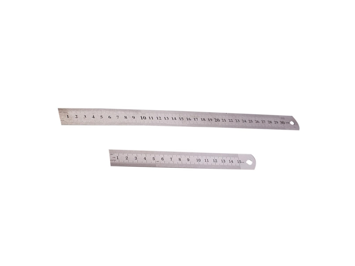 Conjunto De 2 Réguas Aço Inoxidável 15cm E 30cm Com Escala Dupla Para Desenho Engenharia Design Durável Fácil Guardar