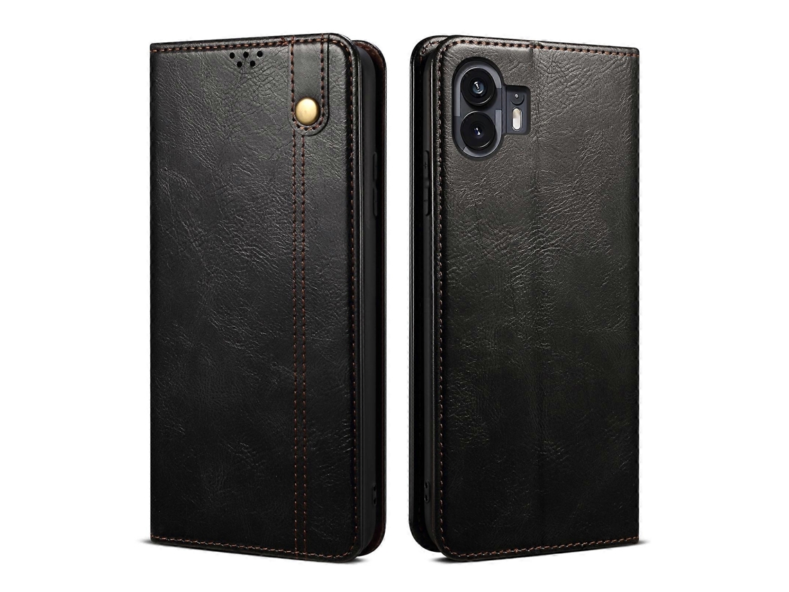 Capa Para Celular Em Couro Texturizado Com Cera De Óleo Crazy Horse Para Nothing Phone 2