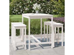 Vidaxl 5 Pcs Conjunto De Bar Para Jardim Pinho Maciço Branco