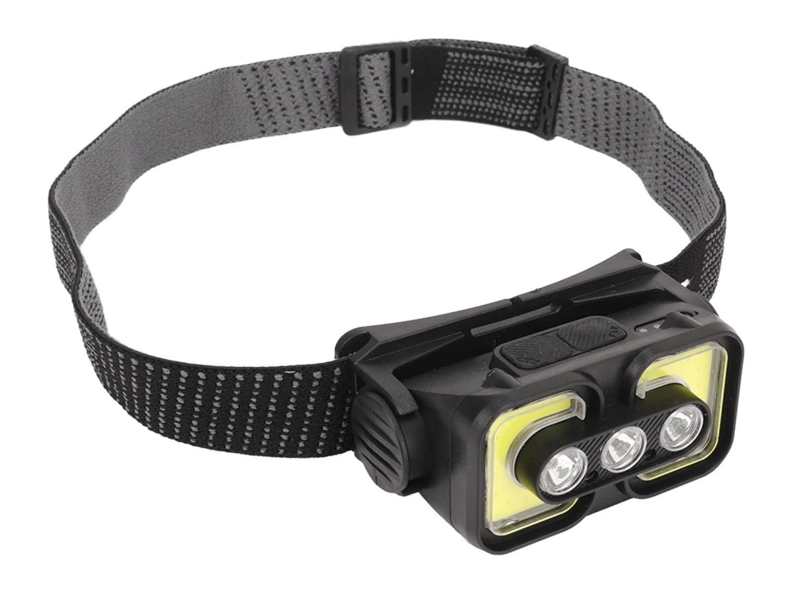 Farol Led Recarregável Farol Cob Com Holofote E Display De Energia Cinto De Cabeçote Elástico Para Manutenção Noturna Preto Yunzii