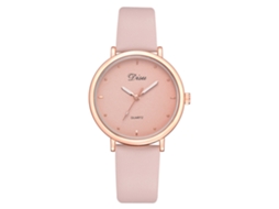 Relógio de Quartzo Feminino Estilo Vintage Pulseira de Couro Pu Simples Clássico Rosa