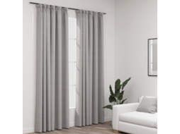 Vidaxl Cortinas Opacas Aspeto Linho C/ Ganchos 2pcs 140x245cm Cinzento