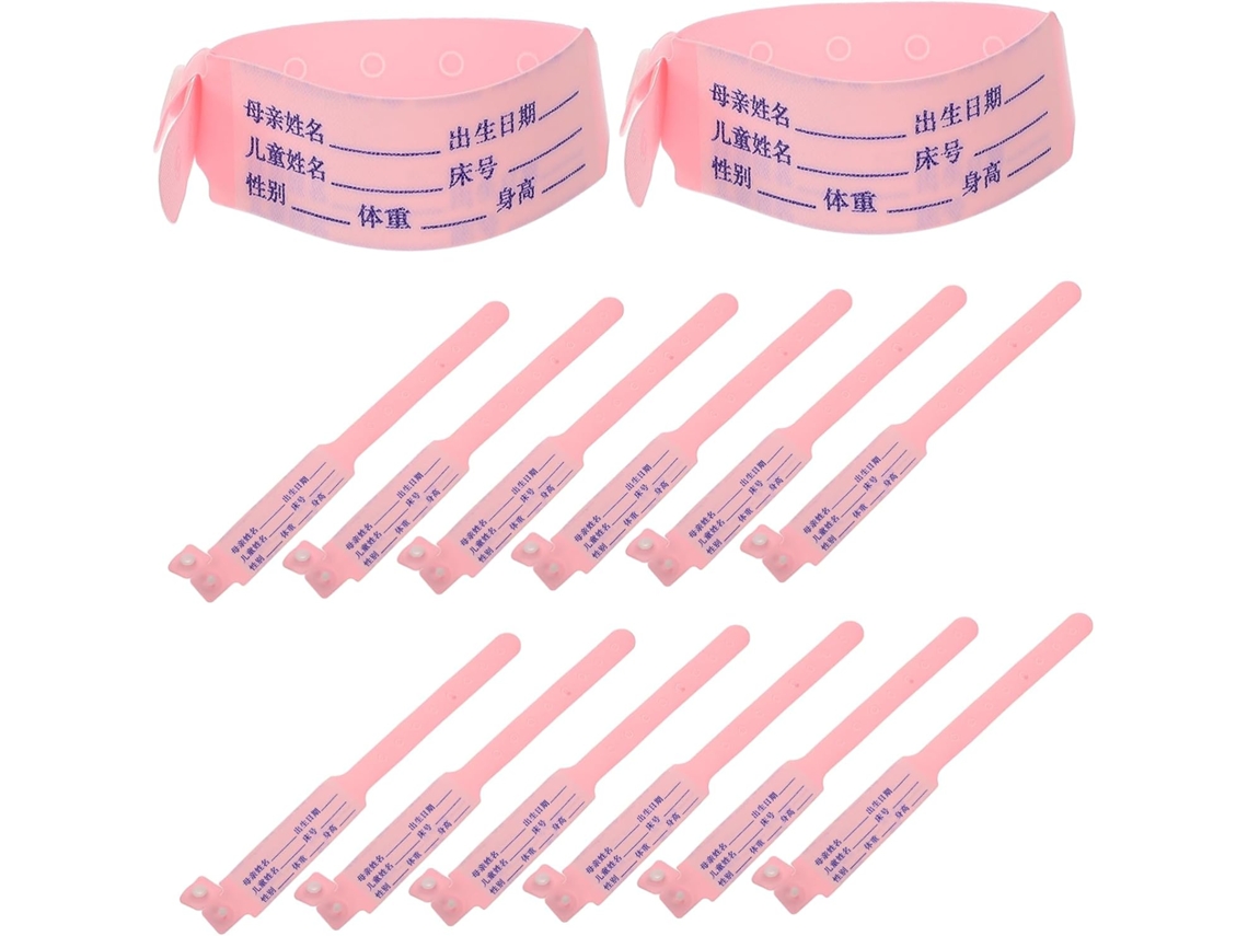 100 Pulseiras de Identificação para Bebês de Alta Visibilidade, Tiras de Papel Sintético PP, Fáceis de Limpar, Para Uso Doméstico
