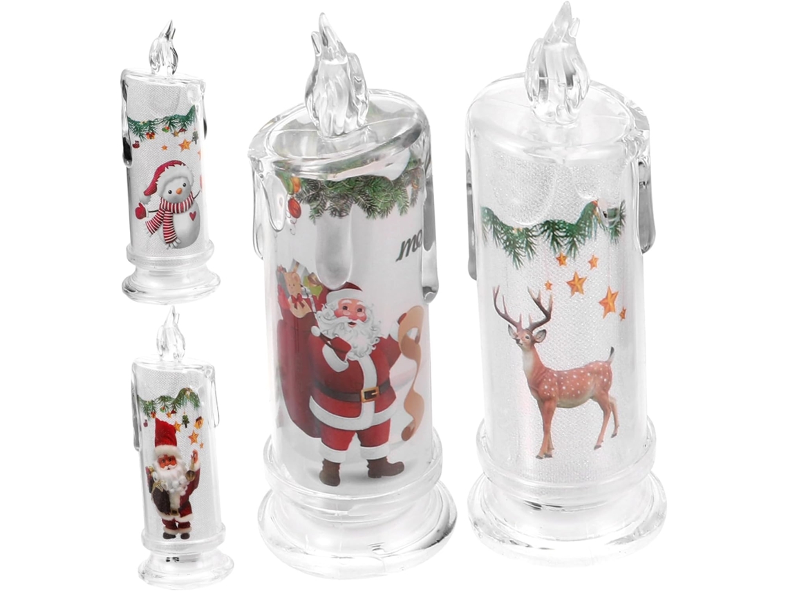 Conjunto De 4 Velas Eletrônicas De Led Sem Chama, Velas Cônicas De Natal, Velas Decorativas Para Festas De Fim De Ano Conjunto De 4 Vel Gokoco