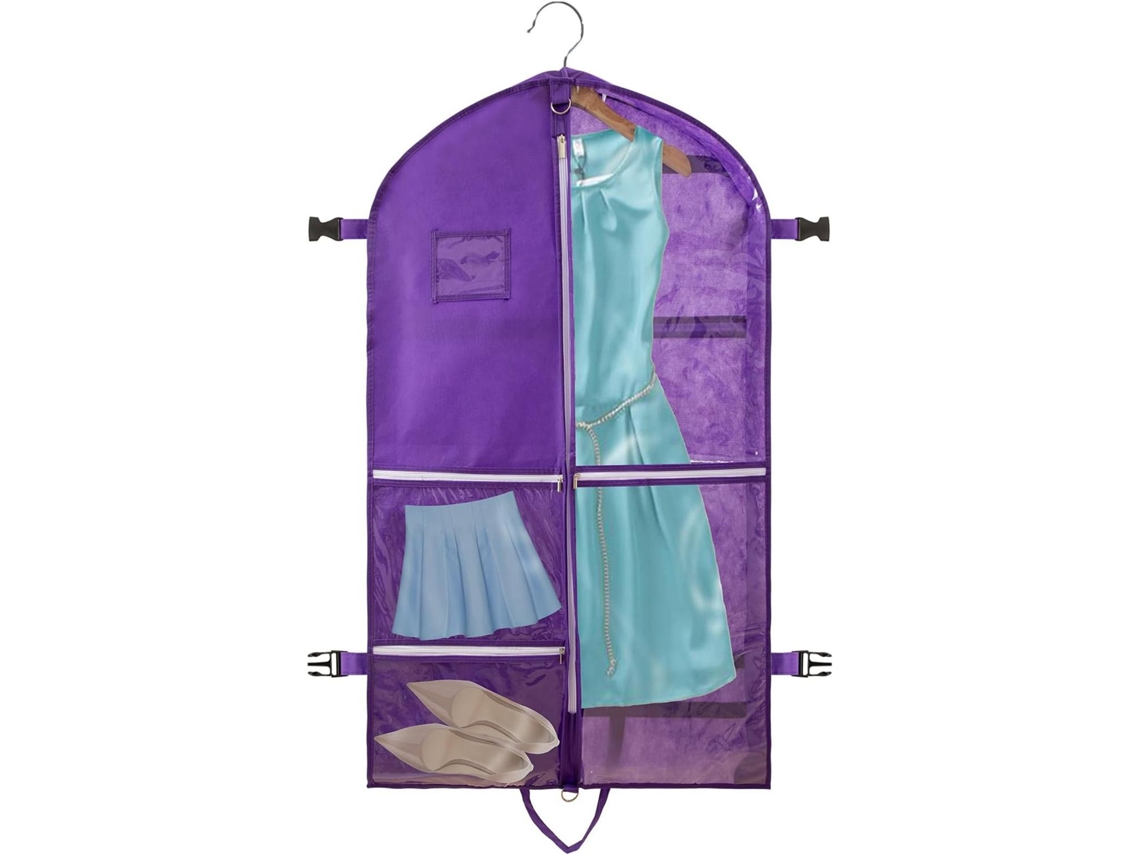 Capa Para Roupa 110x60 Cm Com 5 Bolsos, Dobrável, Ternos. Ideal Proteção E Armazenamento De Roupas.
