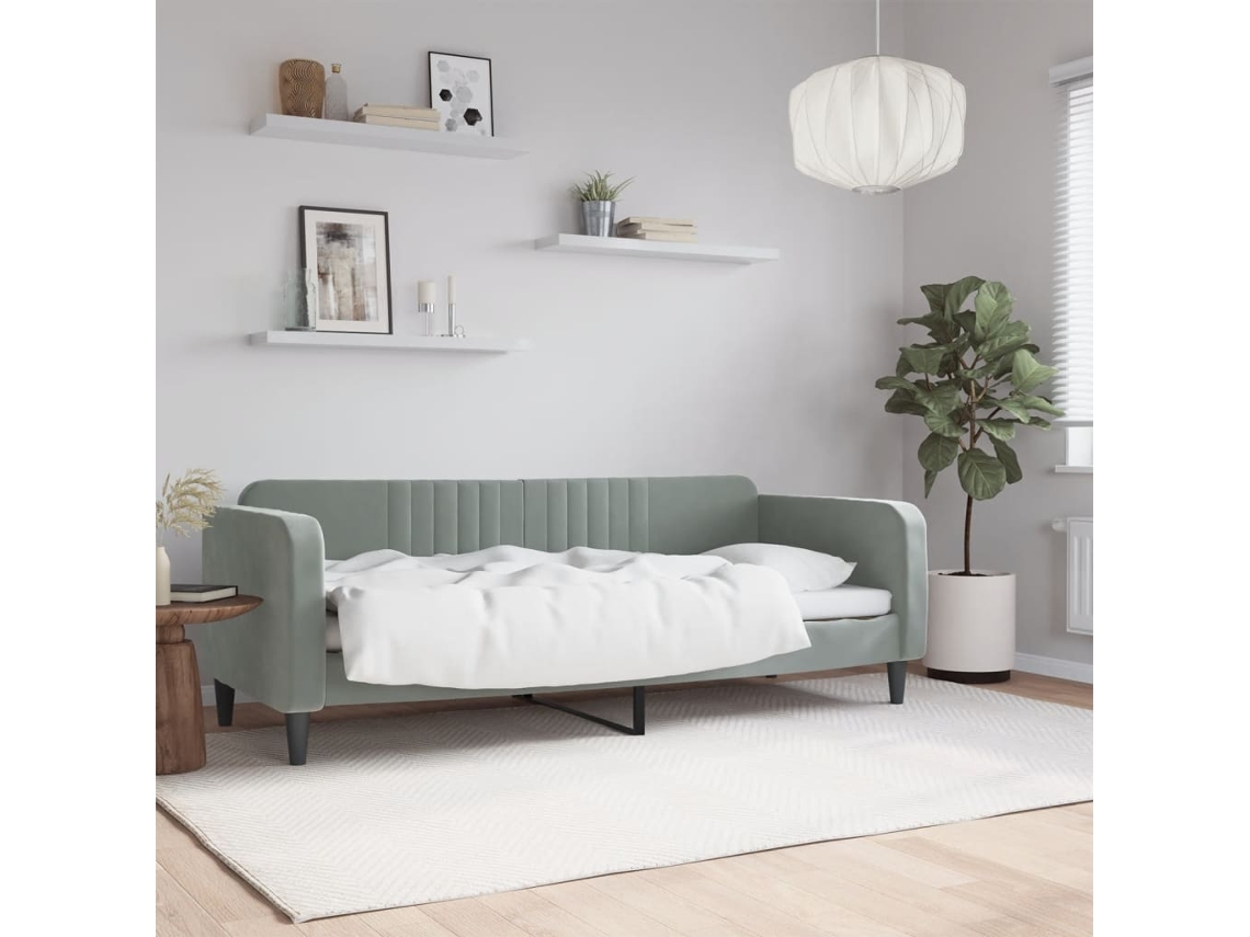 Vidaxl Sofá-cama 80x200 Cm Veludo Cinzento-claro