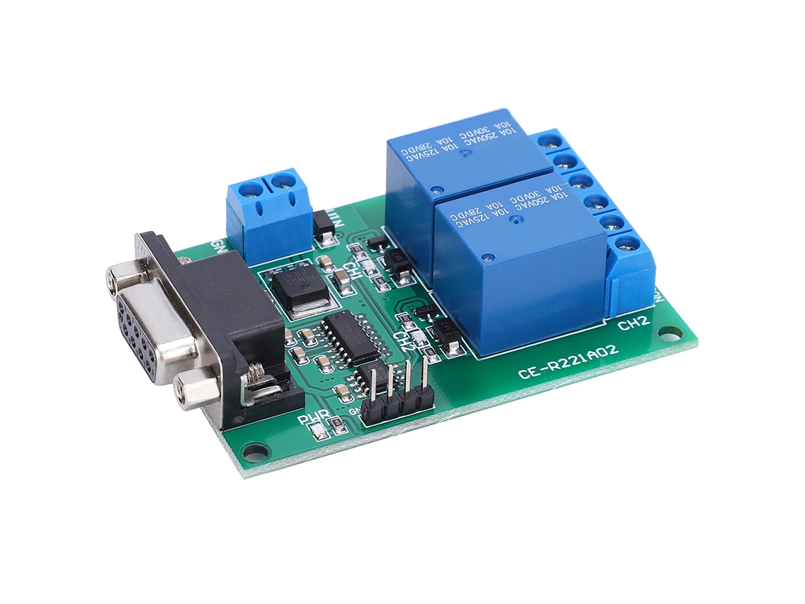 Módulo Relé 2 Canais com Interface RS232 UART DB9 Controle Remoto TB351