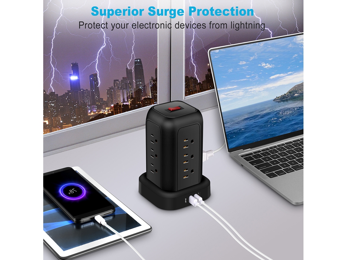 Power Strip LAXISCREED 12 Tomadas 3 Portas Usb