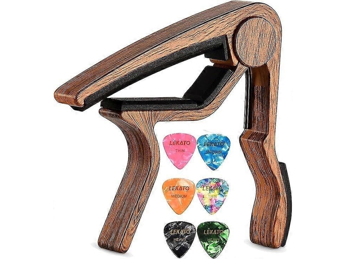 Lurelia Capotraste Troca Rápida Liga De Zinco Para Guitarra Acústica, Guitarra Elétrica, Baixo E Ukulele, 6 Palhetas