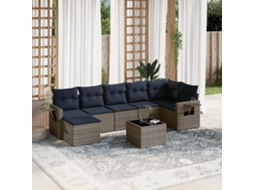 Vidaxl Conjunto De Sofá De Jardim Com 8 Peças E Almofadas Em Rattan Sintético Cinza