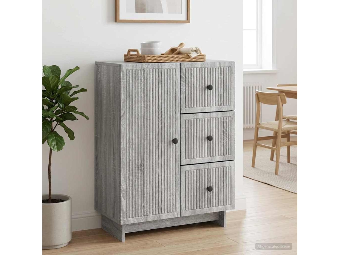 Vidaxl Buffet Sonoma Cinzento 66 X 34,5 X 90 Cm Derivados De Madeira