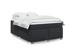 Vidaxl Cama com Molas/colchão 140x190 Cm Couro Artificial Preto