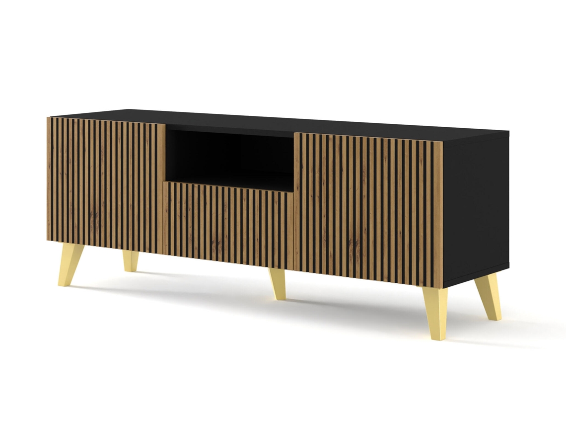 Movel Tv FURNLUX Ravenna P Preto Madeira de Engenharia 150X42X56 Cm