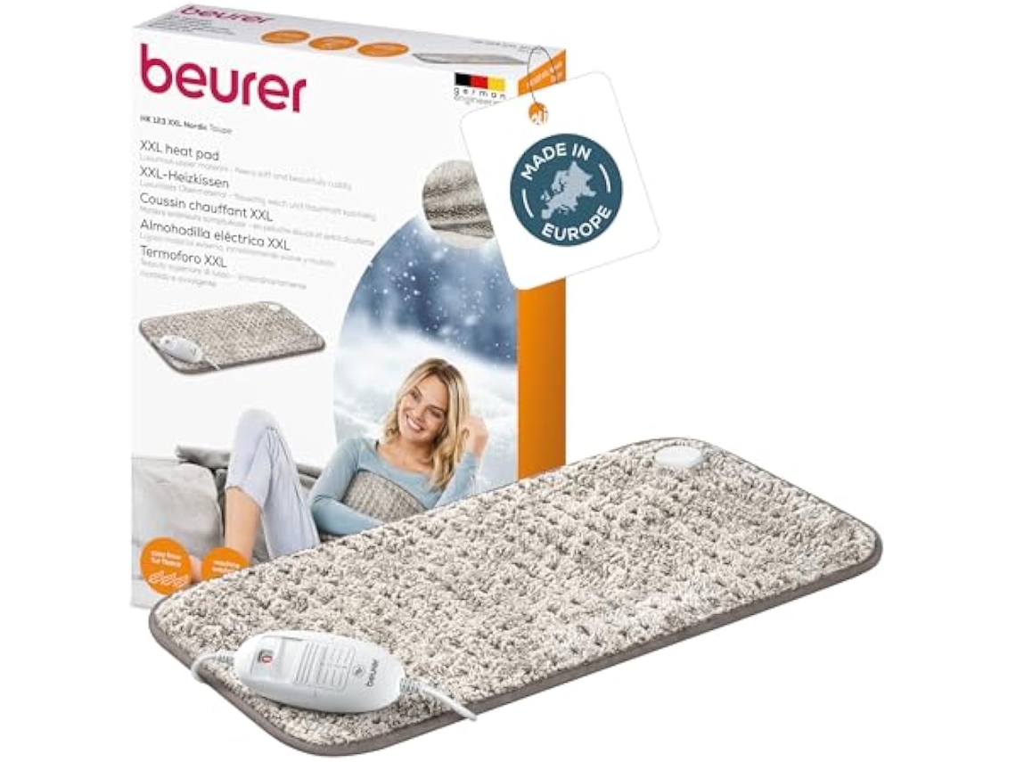 Beurer Hk 123 XXL , Seminueva, Sin Caja. Almohadilla Térmica Nórdica de Felpa, Con 3 Niveles de Temperatura Y Apagado Automático, Lavable a Máquina,