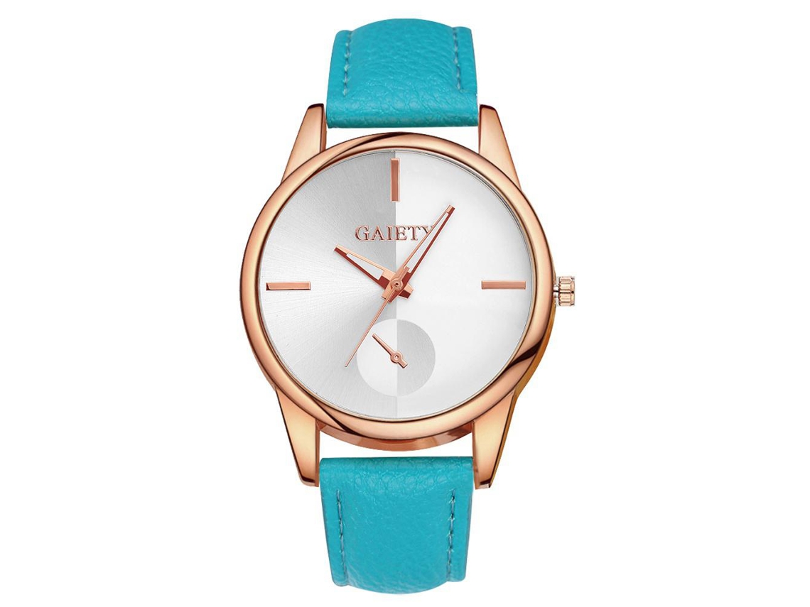 Reloj De Pulsera De Cuero Pu Gaiety Con Dial Redondo Analógico De Cuarzo (azul Cielo)