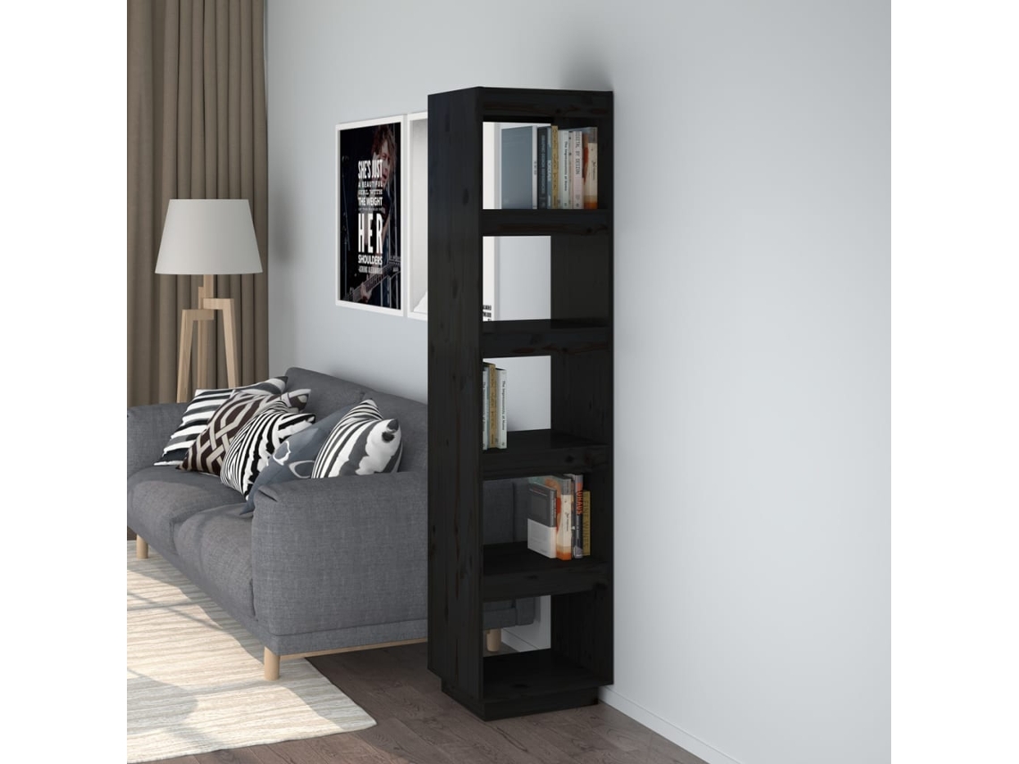 Vidaxl Estante/divisória 40x35x167 Cm Pinho Maciço Preto