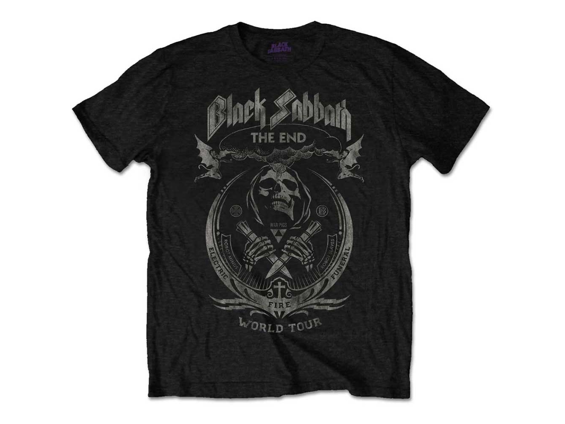 T-Shirt ROCK OFF Black Sabbath - The End: Mushroom Cloud Preto (Tamanho: S)