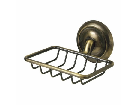Suporte de Sabonete e Champô de Cerâmica com Pega em Latão Envelhecido para Casa de Banho Retro