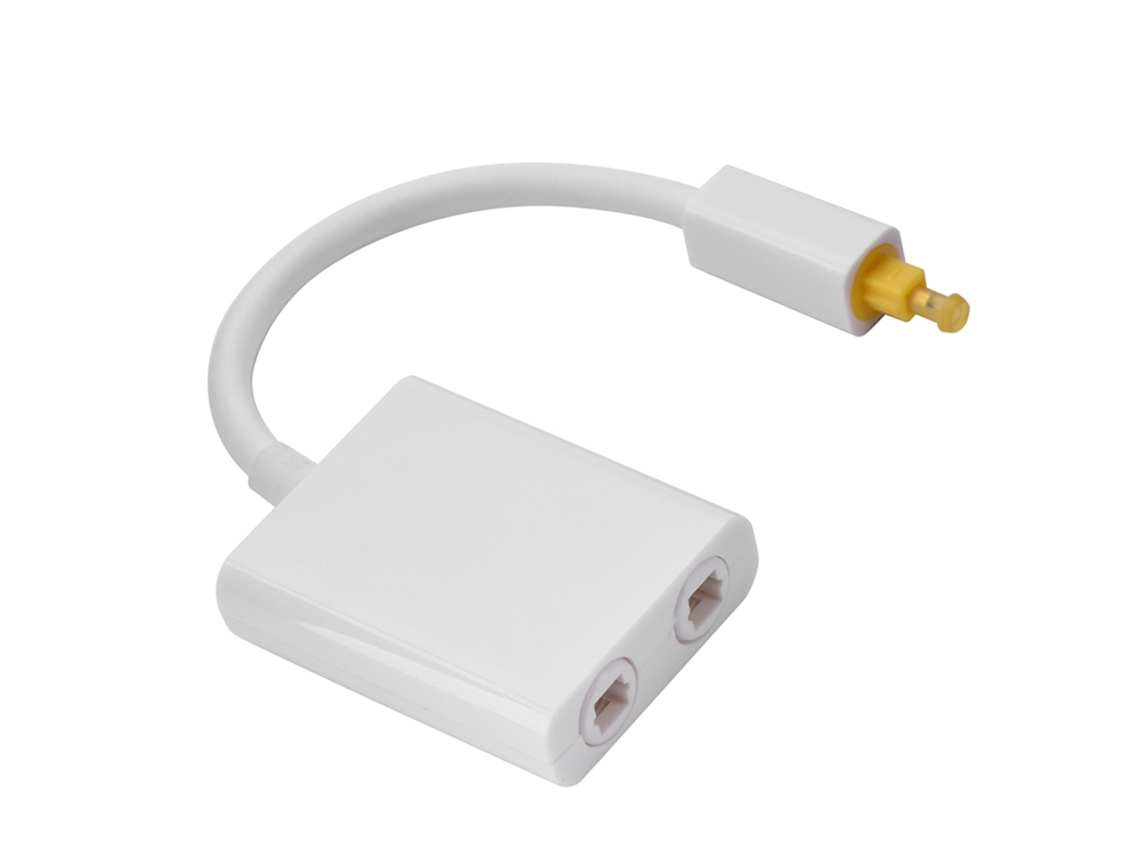 Adaptador Divisor de Áudio Óptico Digital Toslink Porta Dupla, Cabo 1 Entrada 2 Saídas, Branco AQUAFORGE