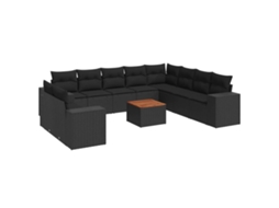 Garden Sofa Set, Garden Sofa Sets Vidaxl Preto Rattan / Vime (n/a)