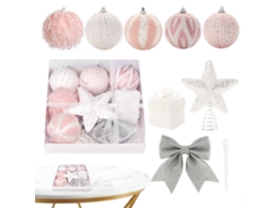 Conjunto De Enfeites Para Árvore De Natal Inquebráveis, Rosa E Com Glitter. Loja Olysi