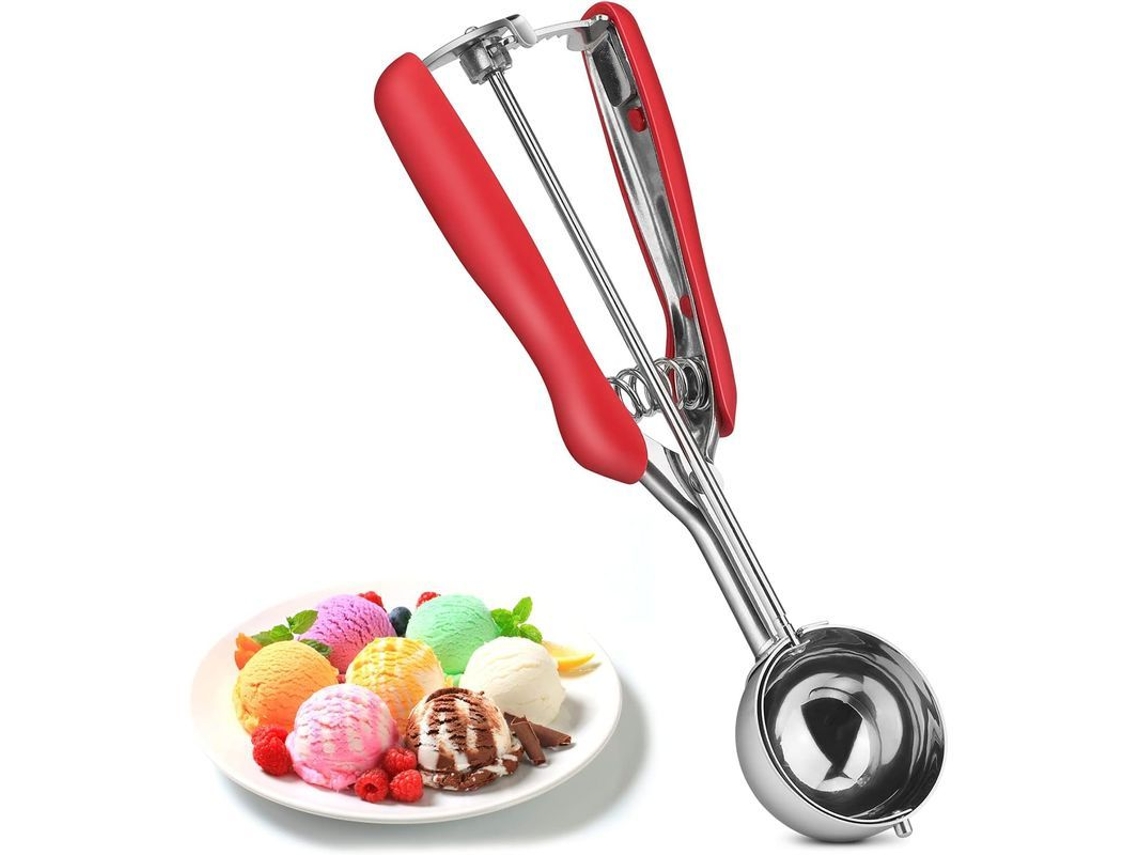 2026 cuchara de Acero Inoxidable 304 para Helado Con Gatillo, 22,5 Cm, Color Rojo, para Helado, Frutas Y Comidas Trituradas