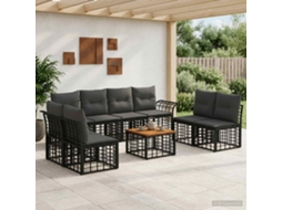 Vidaxl Conjunto De Sofás Para Exterior 9 Pcs Preto E Cinza Escuro