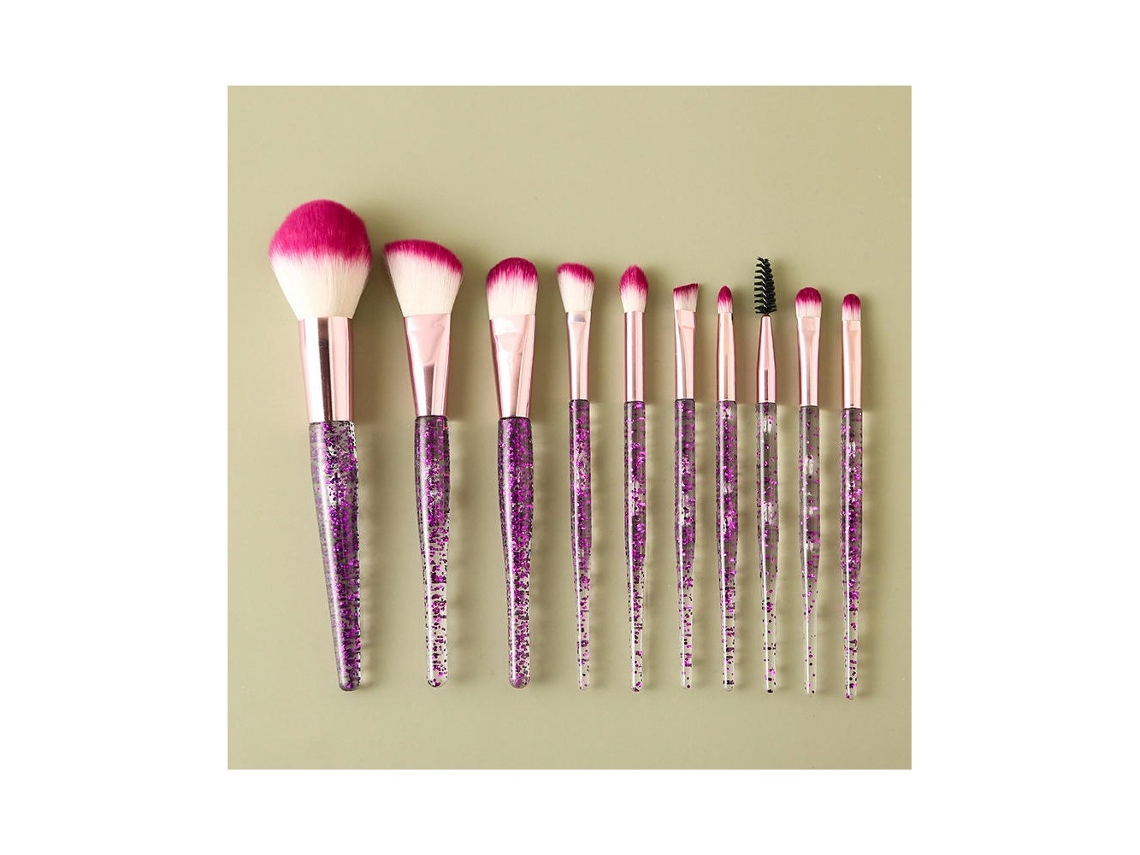 10 Peças Pincel de Base Líquida para Maquilhagem com Cerdas Sintéticas Densas para Pontilhar Pó Cremoso Mineral BlushRoxo LUUCOZK