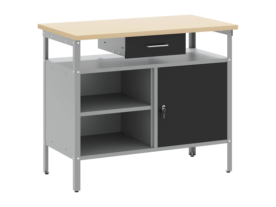 Conjunto 1 Banco De Trabalho Industrial Vidaxl Preto Aço (100 X 55 X 85 Cm)