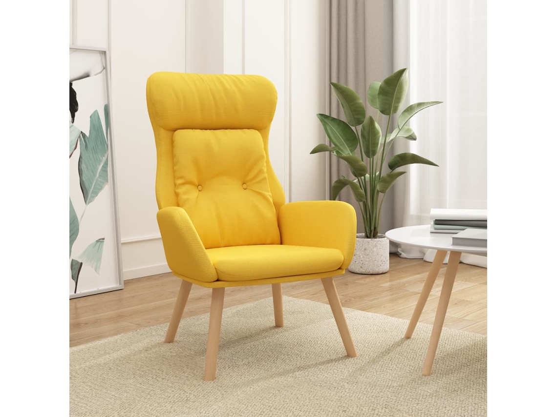 Vidaxl Cadeira De Descanso Tecido Amarelo Mostarda