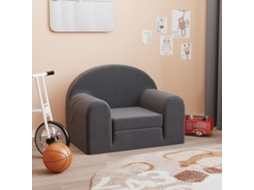 Vidaxl Sofá-cama Infantil Pelúcia Macia Antracite