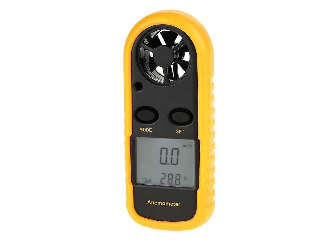 Anemômetro Digital Portátil Com Display Lcd E Termômetro, Cor Amarela