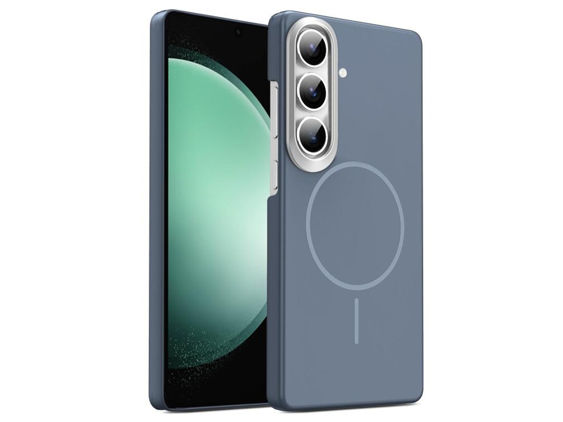 Capa Para Samsung Galaxy S23 Fe 5g Fina Circular Magsafe À Prova De Choque Dourada Em Policarbonato Cinza Carbono