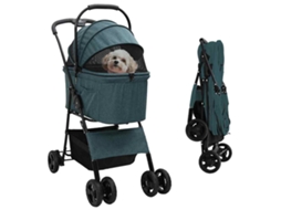 Vidaxl Carrinho De Pet Dobrável Verde 81 X 47 X 99 Cm Poliéster