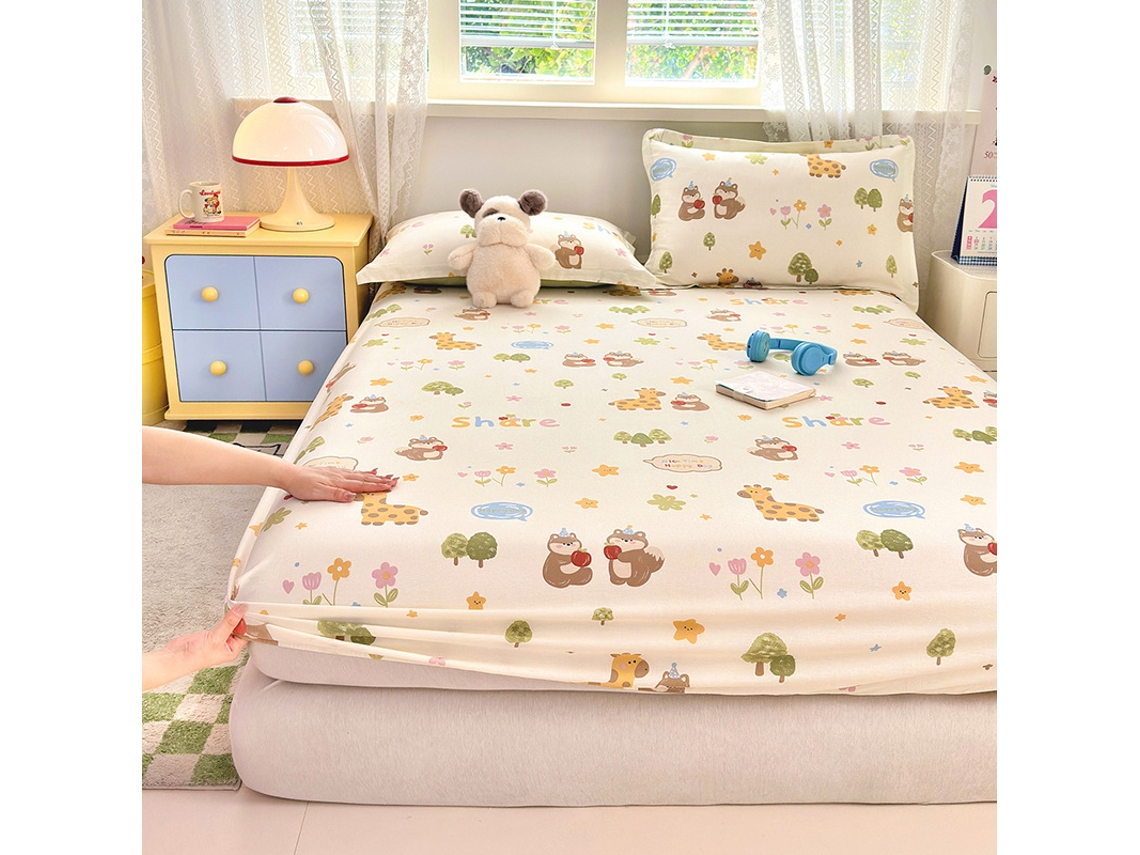 Capa de Colchão, Lençol de Baixo Estampado em Puro Algodão, Ideal para Quarto Infantil, Estampa Floresta, 90x200cm PANOONA