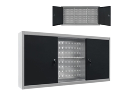 Vidaxl Armário Ferramentas Parede Industrial Metal Cinzento E Preto