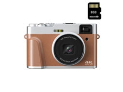 Máquinas Fotográficas Compactas VIGA EUROPE Dc202L 4K 48Mp com Foco Automático Zoom 16X 2 8 Polegadas Tela 8Gb- Marrom