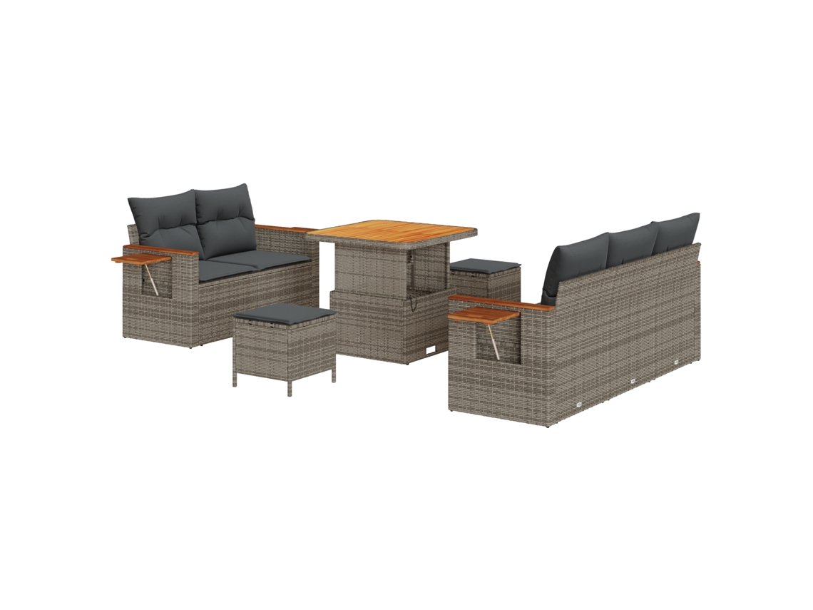 Conjunto 10 Conjunto De Sofá De Jardim Vidaxl Cinzento Vime Pe (204 X 179 X 85 Cm)